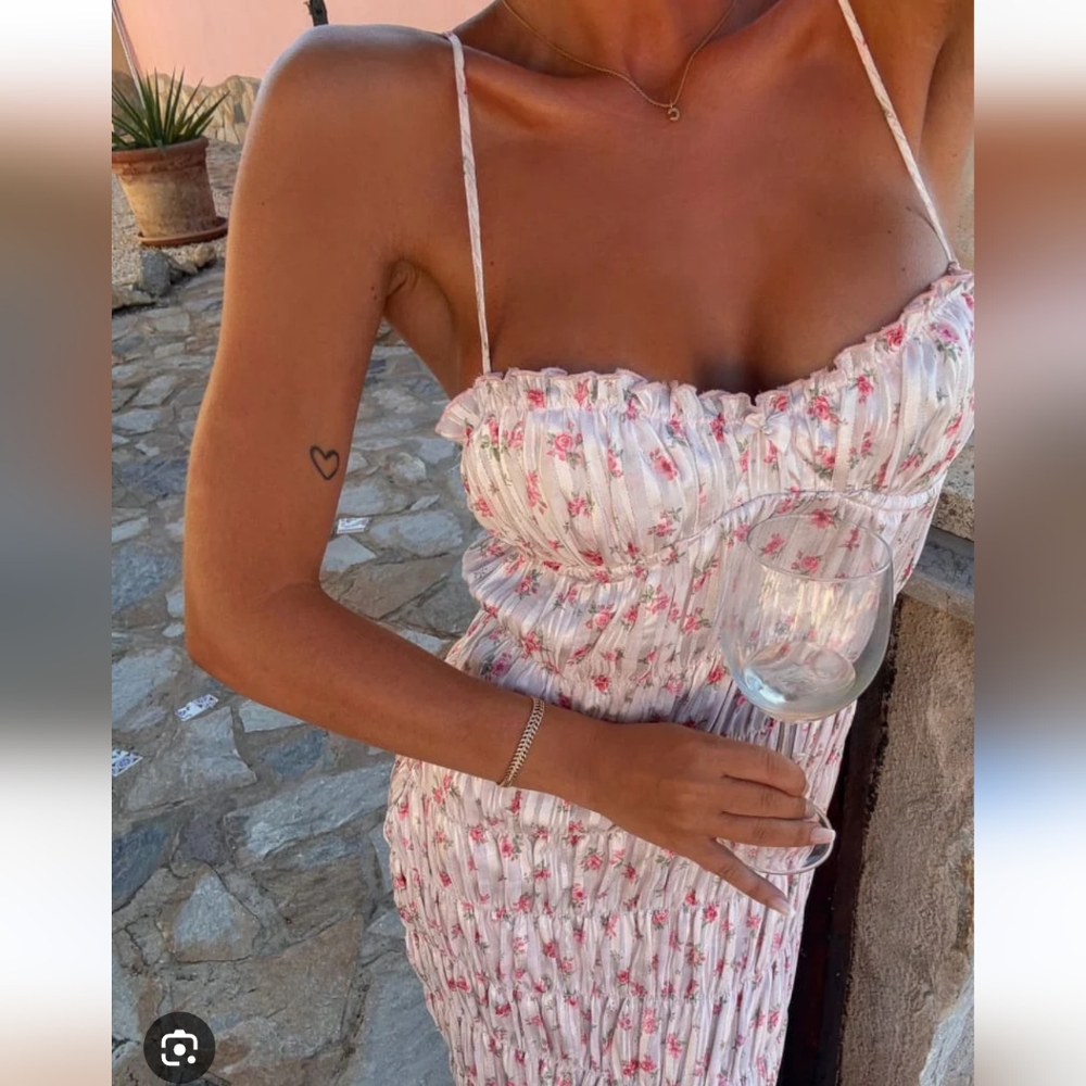 Rumored Strapless Dress with Pink Floral Pattern